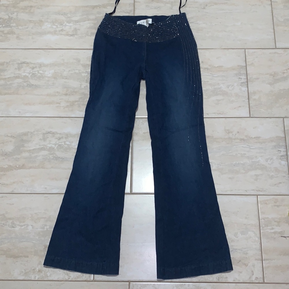 Vintage Low Rise Sparkly Flared Jeans